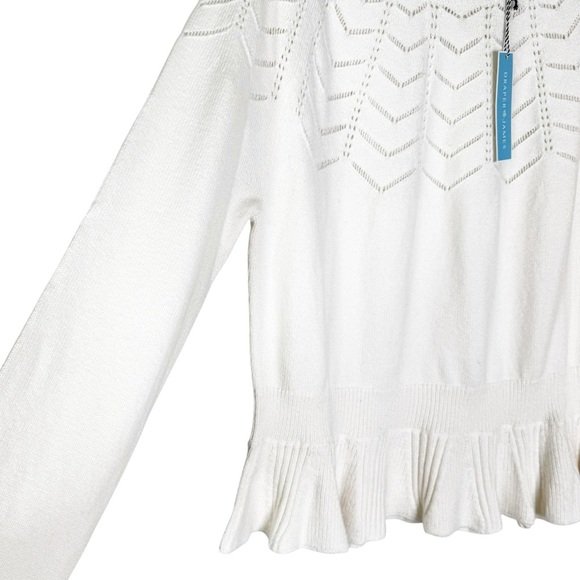 NWT Draper James Peplum Knit Pointelle Sweater Willow White Size XXL - Picture 5 of 14